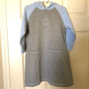 NEW Old Navy Long-Sleeve Cotton Hoodie Dress for Girls Color block, gray blue